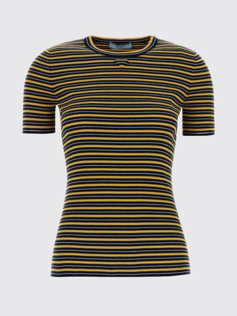 Prada Prada Women Striped Stretch Cotton Blend T-Shirt Prada