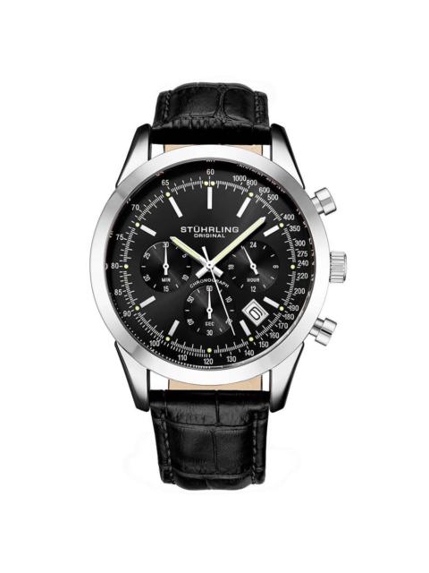 Other Designers Stuhrling Original Monaco Quartz Black Dial Men's Watch M13659