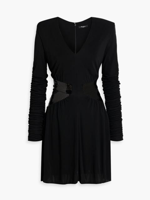 Balmain Sequin-embellished jersey mini dress