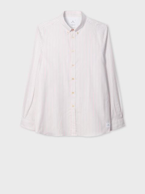 Paul Smith White Multicolour Stripe Button-Down Shirt