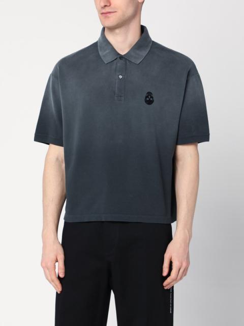 Faded effect black polo shirt in cotton