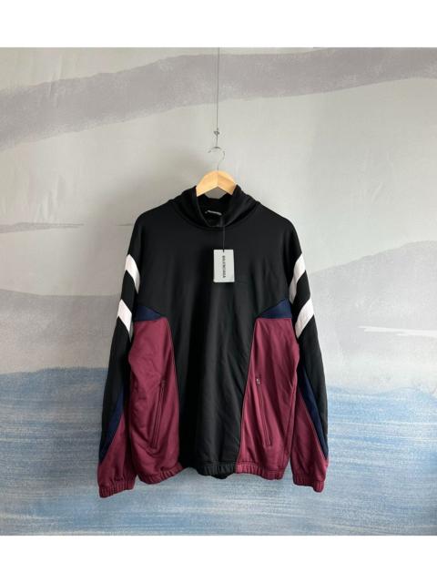 BALENCIAGA Balenciaga Black and Red Color-Block Stand-Collar Sweatshirt with Double-B Embroidery