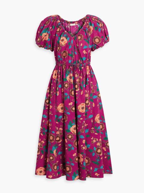 ULLA JOHNSON Vika printed cotton-poplin midi dress