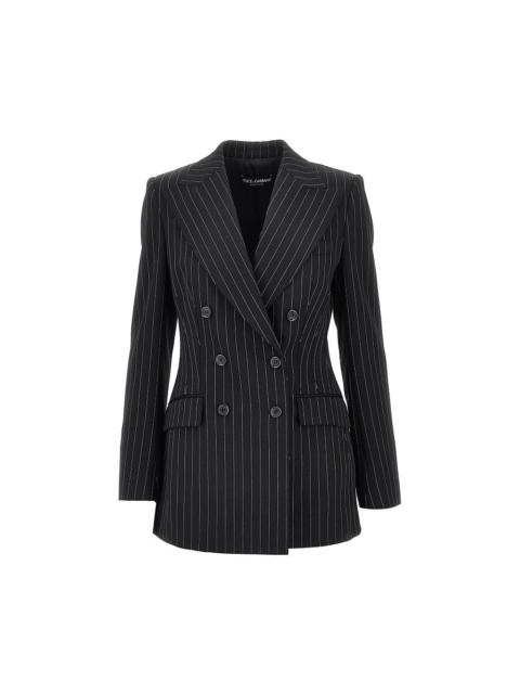 Dolce & Gabbana Dolce&Gabbana Women Pinstriped Wool Double-Breasted Jacket