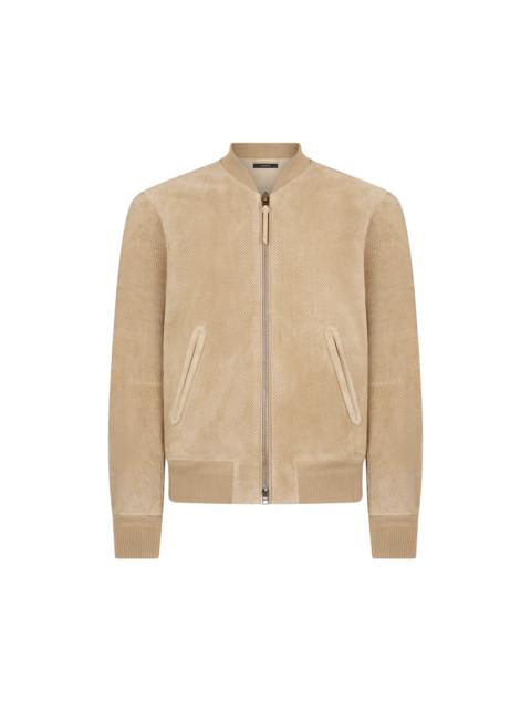 TOM FORD PERFORATED CASHMERE SUEDE BOMBER