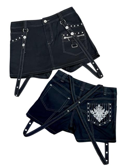 Other Designers Tribal Streetwear - ALGONQUINS Punk Bondage Studded Hybrid Mini Skirt Hot Pants