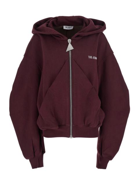 THE ATTICO The Attico Women Bordeaux Cropped Sweatshirt With Fixed Hood And Logo Lettering On The Front In Cott