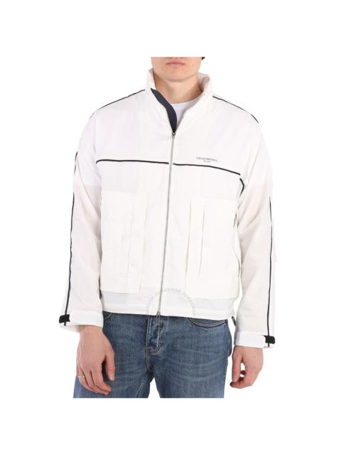 EMPORIO ARMANI Emporio Armani White Nylon Full Zip Logo Blouson Jacket