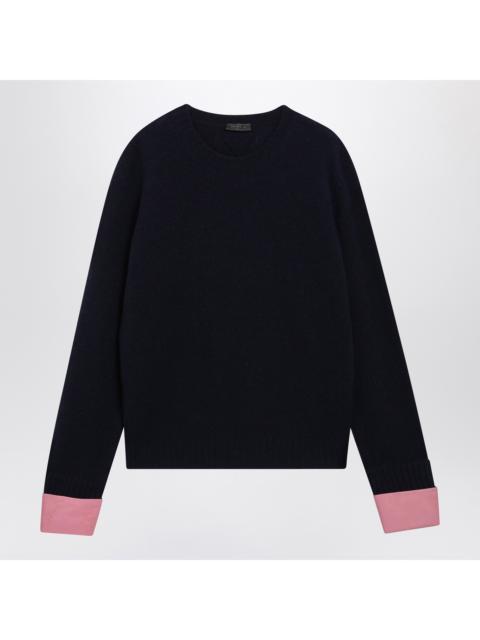 Prada Prada Blue Shetland Wool Crewneck Sweater Men