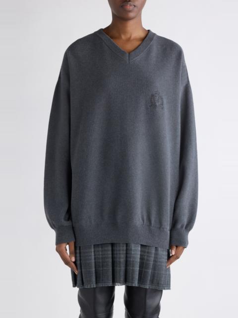 BALENCIAGA Balenciaga Long Sleeve Layered Sweater Dress in 1167 Heather Grey at Nordstrom