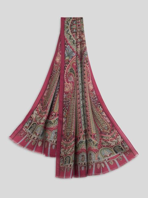 Etro CASHMERE AND SILK SCARF WITH PLACED PRINT
