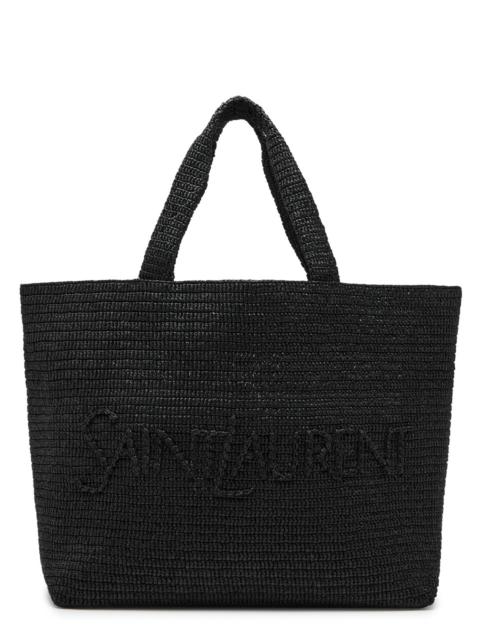 Saint Laurent Logo-embossed Raffia Tote