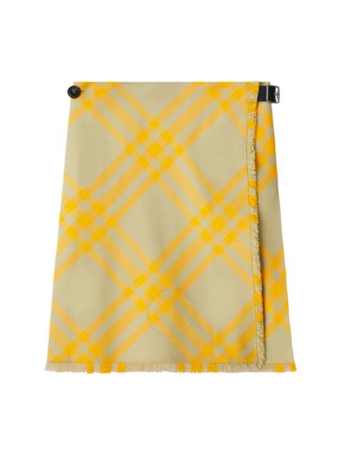 Burberry Check-Pattern Frayed Skirt