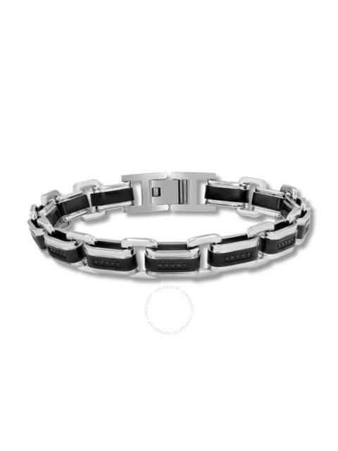 Other Designers Robert Alton 1/4CTW Black Diamond Stainless Steel Two-Tone Men's Link Bracelet