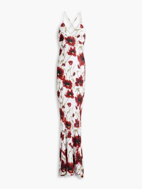 NORMA KAMALI Floral-print stretch-jersey gown