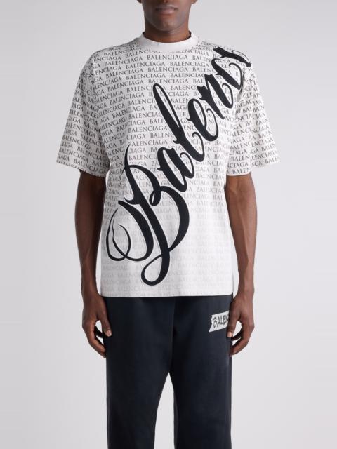 BALENCIAGA Balenciaga Medium Fit Big B Cursive Logo Graphic T-Shirt in Dirty White/Black at Nordstrom
