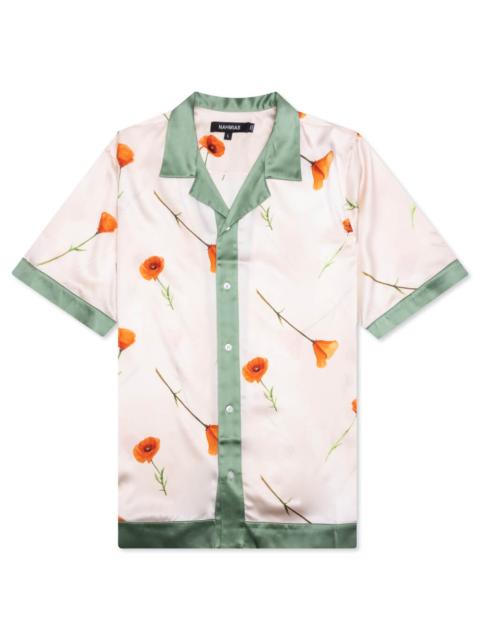 NAHMIAS COLOR BLOCK S/S SILK SHIRT - POPPY IVORY