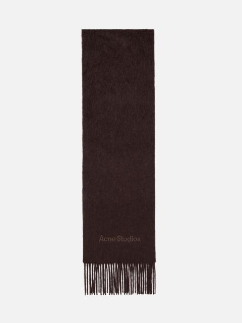 Acne Studios Wool logo scarf - Dark brown melange