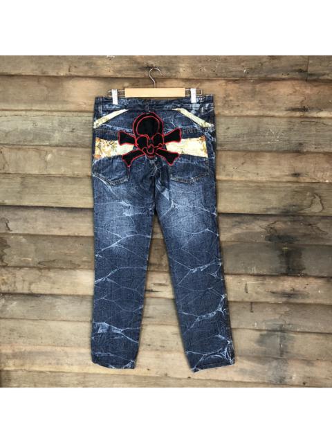 Other Designers Skulls - Big skull back seditionaries faded Denim Black Jeans #2663