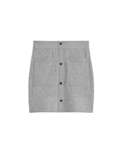 TOTEME Buttoned Cashmere Skirt in Grey Melange