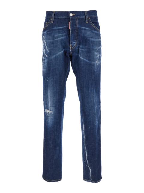 Dsquared2 Men 'Cool Guy' Blue Straight Jeans With Faded Effect In Stretch Cotton Denim Man