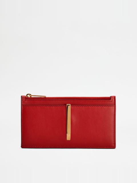 Tod's CARD HOLDER IN LEATHER - RED