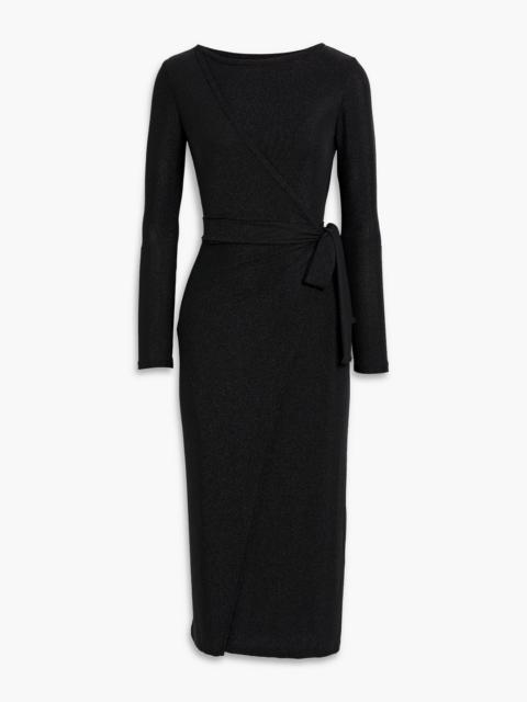 DIANE VON FURSTENBERG Simona wrap-effect metallic stretch-jersey midi dress