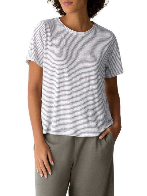 EILEEN FISHER Eileen Fisher Stripe Organic Linen T-Shirt in Bay Leaf at Nordstrom