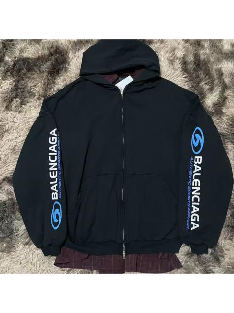 BALENCIAGA Balenciaga black "Surfer" layered zip-up hoodie