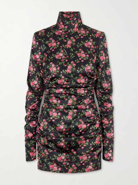 Dolce & Gabbana Floral-print Stretch Silk-blend Satin Mini Dress