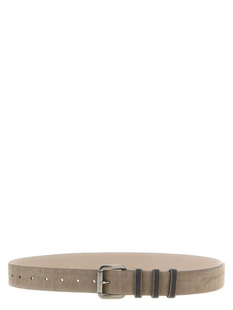 Brunello Cucinelli Shiny Loops Belts Gray