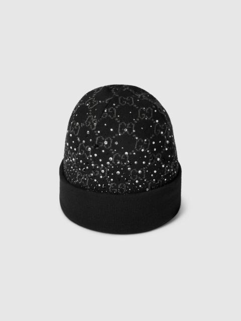 GUCCI GG wool beanie hat with crystals