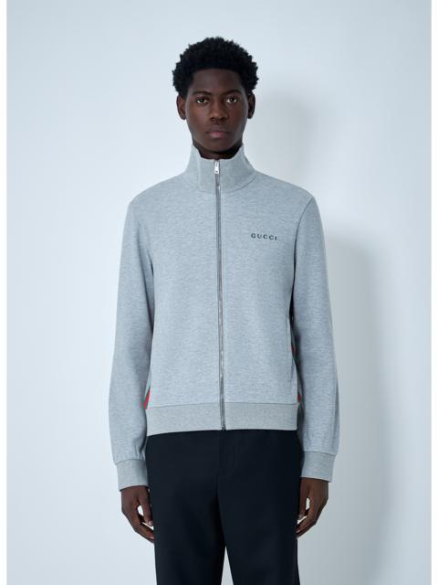 GUCCI Gucci Men Web Motif Zip-Up Sweatshirt