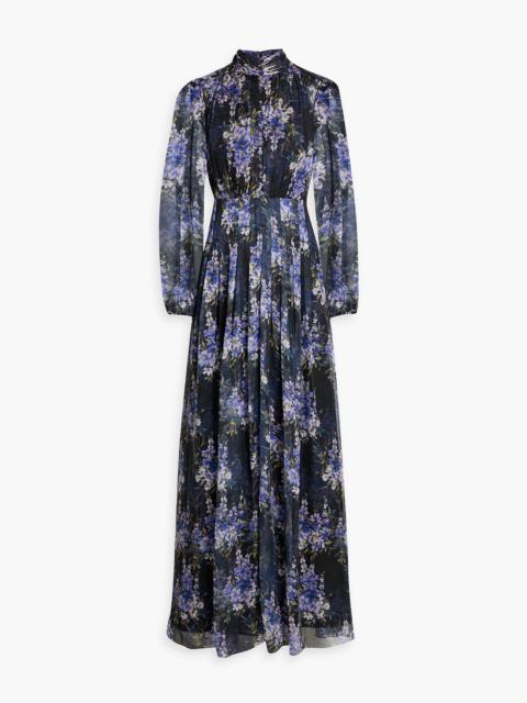 Other Designers Pleated floral-print chiffon maxi dress