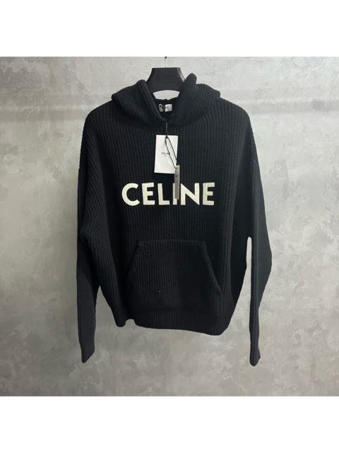 CELINE Celine Black Solid Color Logo Print Pullover Sweatshirt