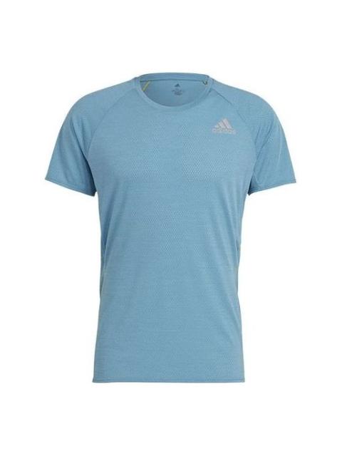 adidas adidas Adi Runner Tee Training Sports Round Neck Short Sleeve Blue GJ9886