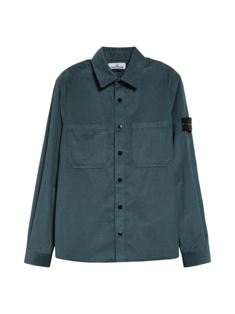 Stone Island Compass Logo Patch Corduroy Overshirt in V0053 Bottle Green at Nordstrom