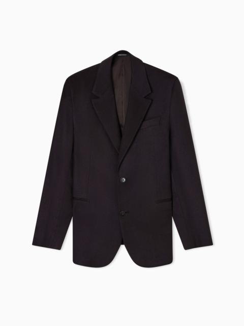 EMPORIO ARMANI SINGLE-BREASTED JACKET IN BRUSHED PURE MONGOLIAN CASHMERE