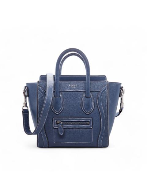 CELINE nano luggage drummed calfskin leather