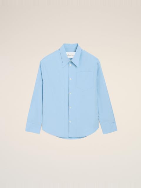 AMI Paris BLUE COTTON SHARP COLLAR AMI DE COEUR WIDE SHIRT