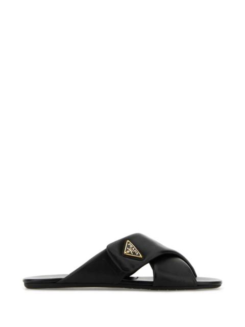 Prada Prada Women Black Nappa Leather Slippers