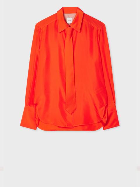 Paul Smith Women's Red Silk Tie-Detail Shirt