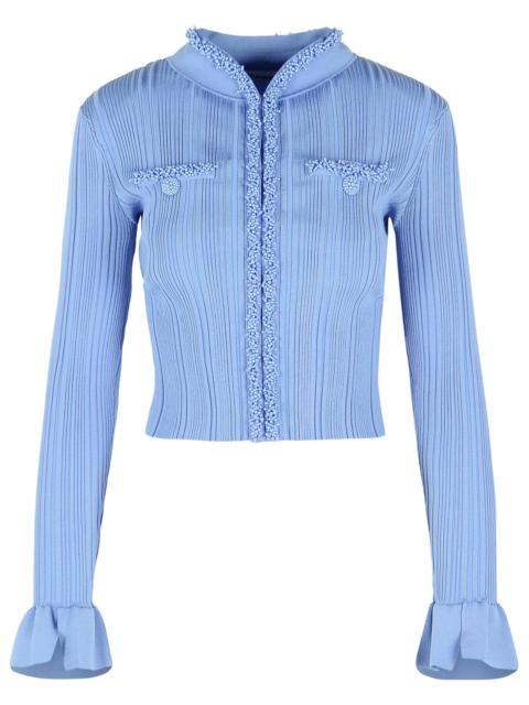 self-portrait Self Portrait 'PEARL' Cardigan In Light Blue Viscose Blend