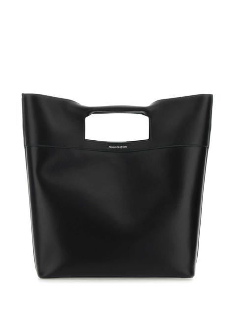 Alexander McQueen Alexander Mcqueen Men Black Leather The Square Bow Shopping Bag