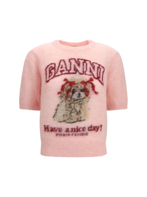 GANNI Ganni Women Brushed Alpaca Graphic T Shirt