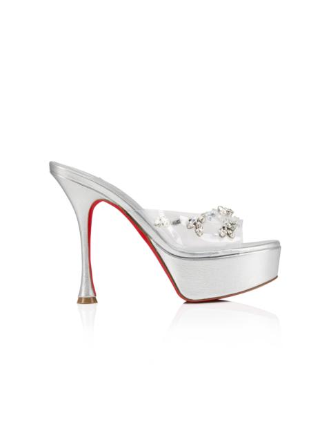 Christian Louboutin Degraqueen Alta 130mm Leather PVC Sandals silver
