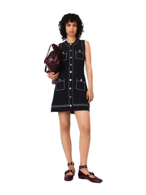 maje maje Straight dress in stitched knit in Navy at Nordstrom