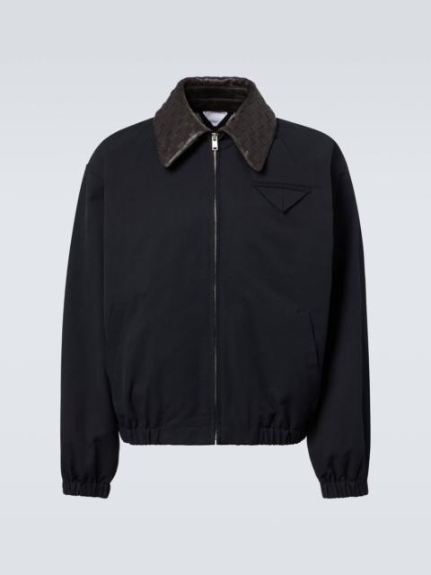 Intrecciato leather-trimmed canvas blouson