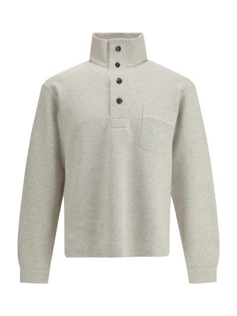 TOM FORD Cotton Sweatshirt With A Partial Front Button Closure