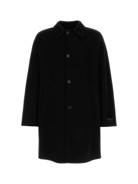 Prada Men Black Cashmere And Wool Coat